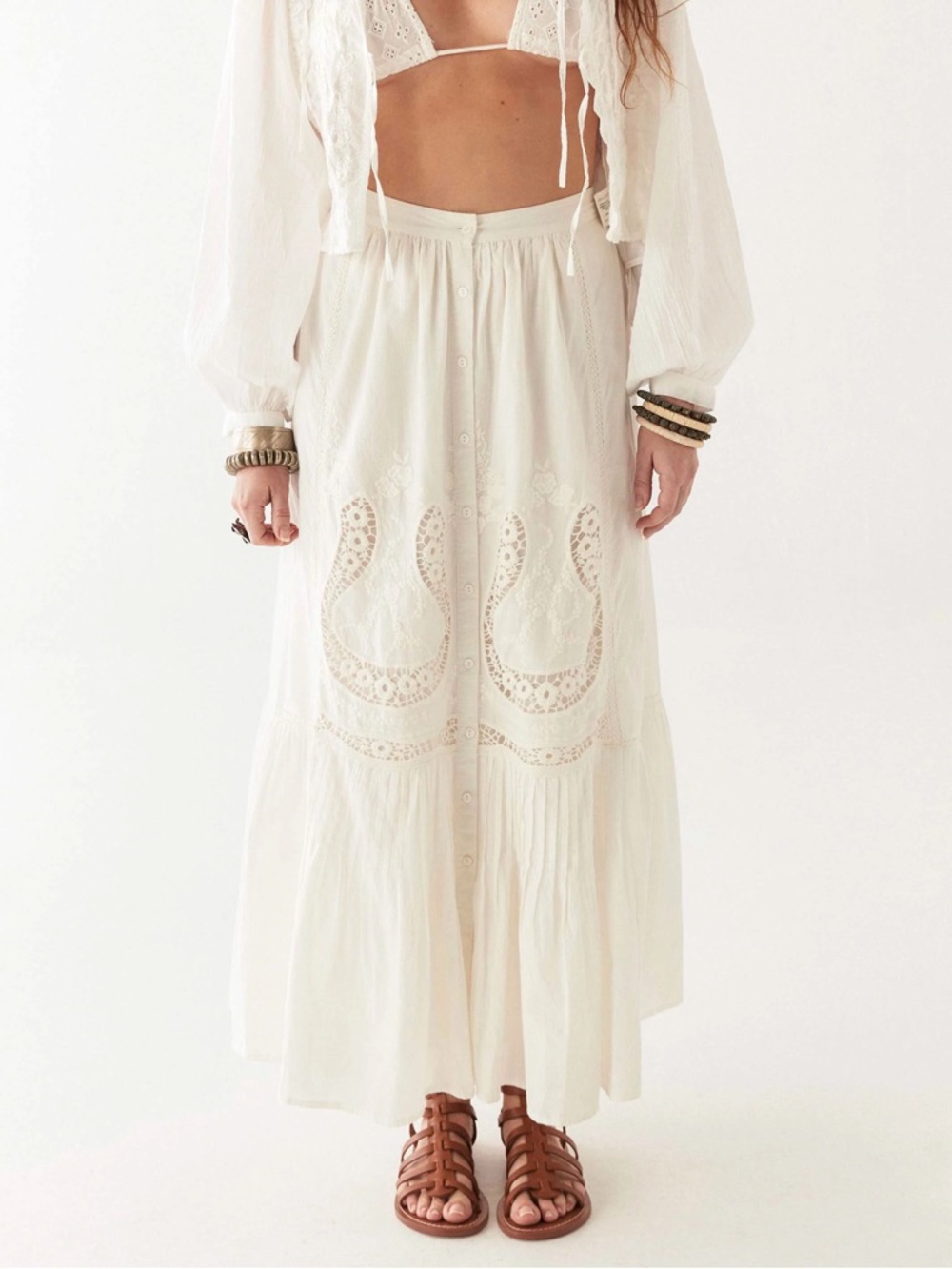 Maison Hotel Luisa Maxi Skirt Normandie White Size Medium NWT